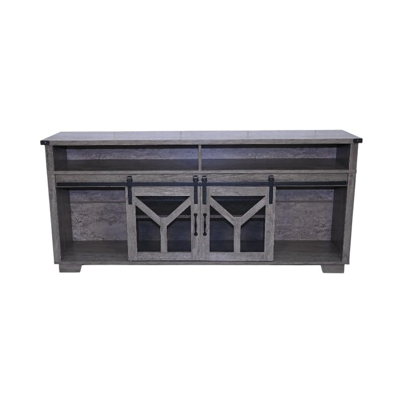 65" Engineered Wood Media Storage Cabinet with Sliding Barn Doors Y766479
