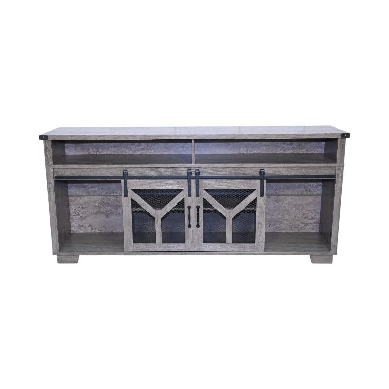 65" Engineered Wood Media Storage Cabinet with Sliding Barn Doors Y766479