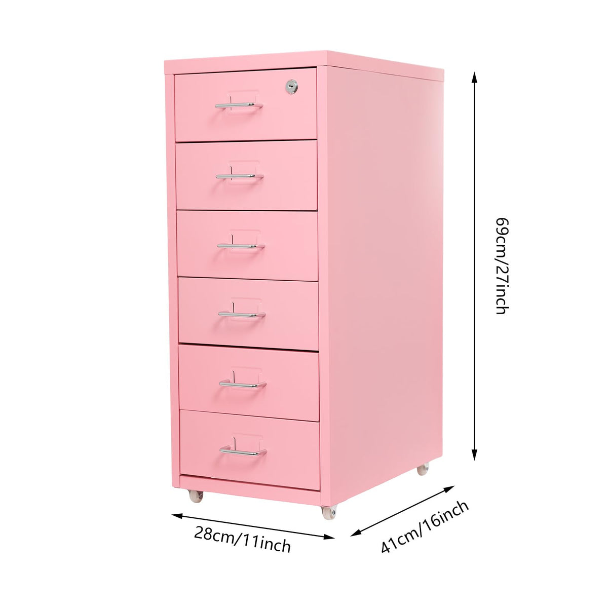 6 Drawer Lockable Metal Mobile File Cabinet with 4 Wheels N33641