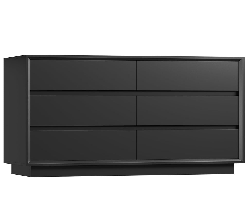 Black 6 Drawer Wood Dresser L77830