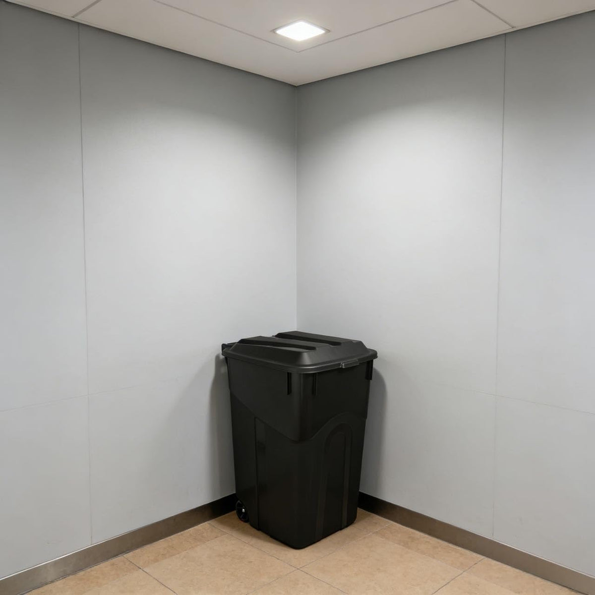 45 Gallon Black Wheeled Garbage Can with Attached Lid M80023