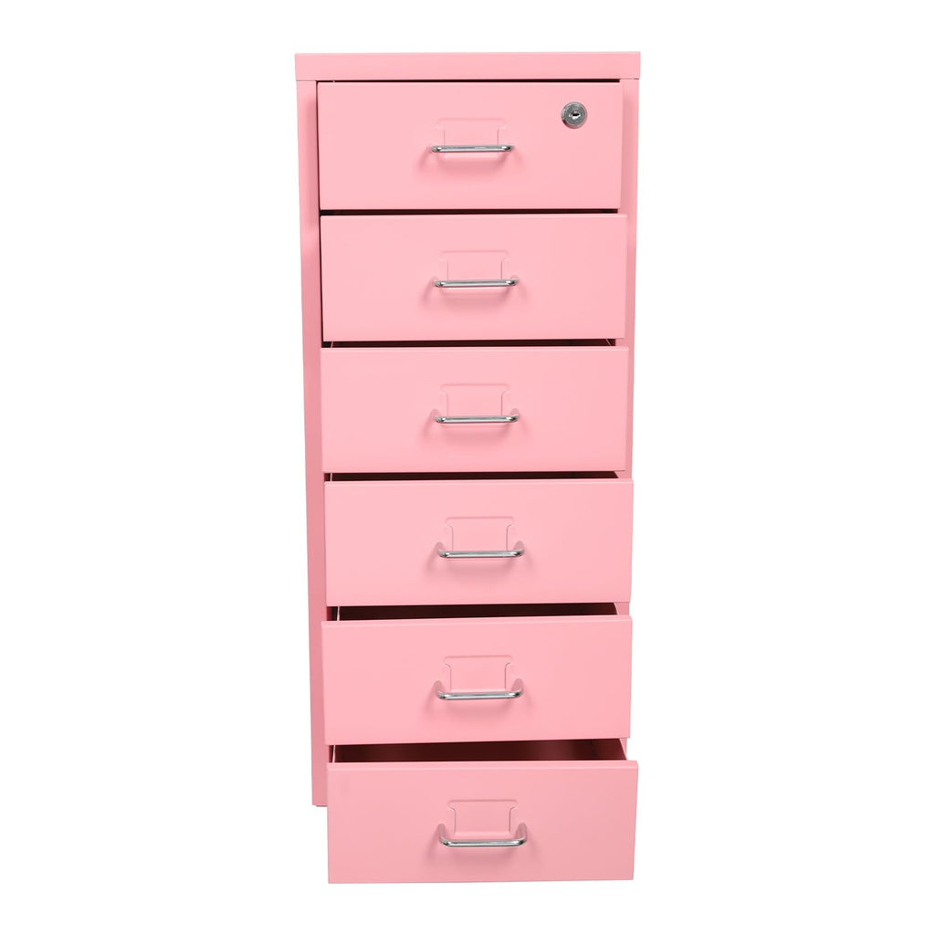 6 Drawer Lockable Metal Mobile File Cabinet with 4 Wheels N33641