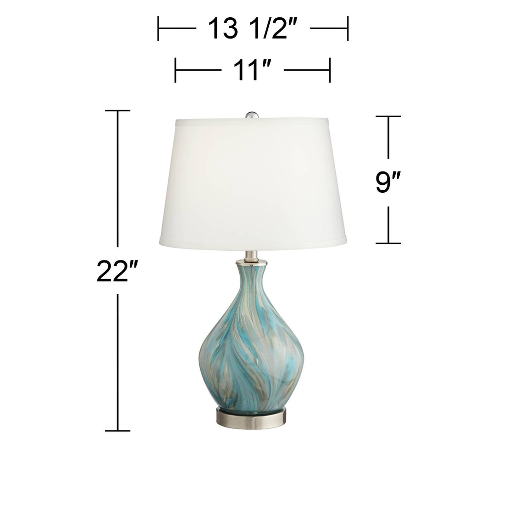 22" High Blue Gray Art Glass Table Lamp K8531