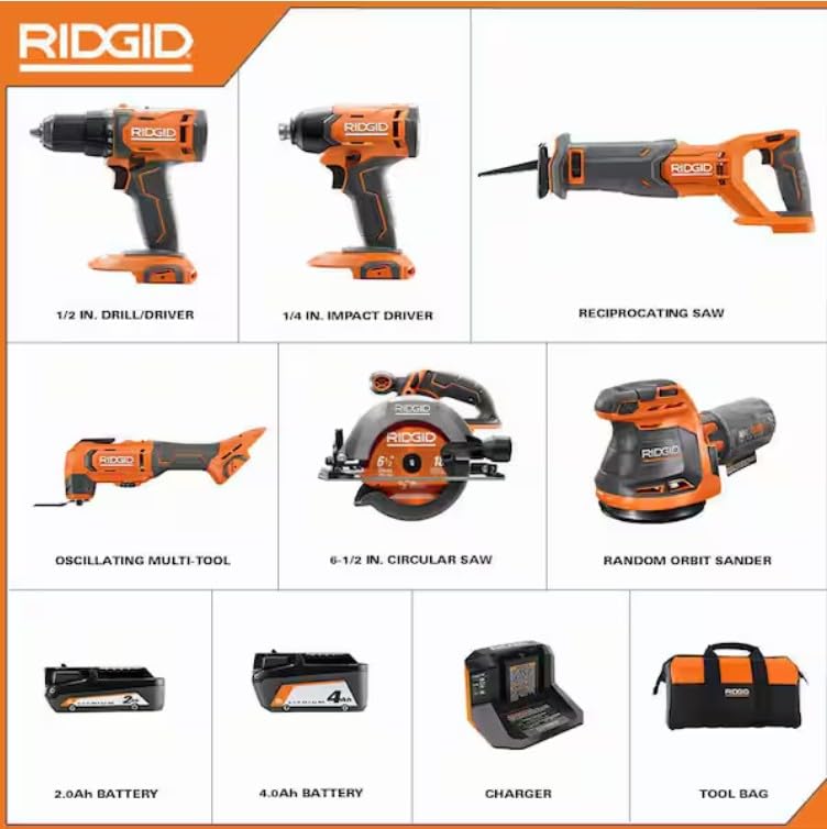 18V Cordless 6-Tool Combo Kit with Battery and Charger F6253