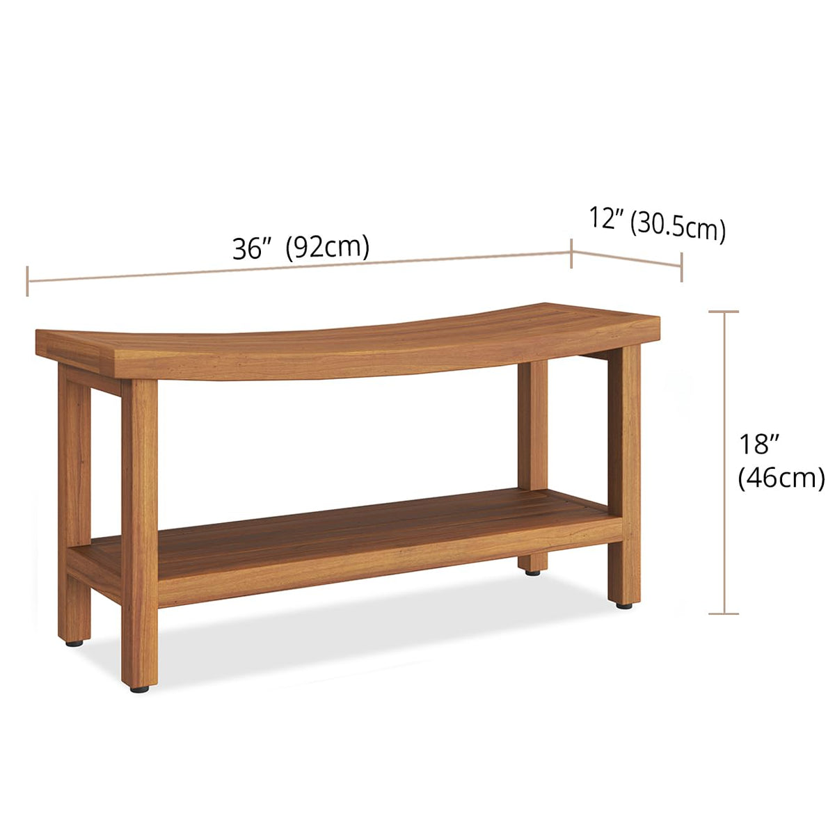 36" Teak Shower Bench with Shelf T70264