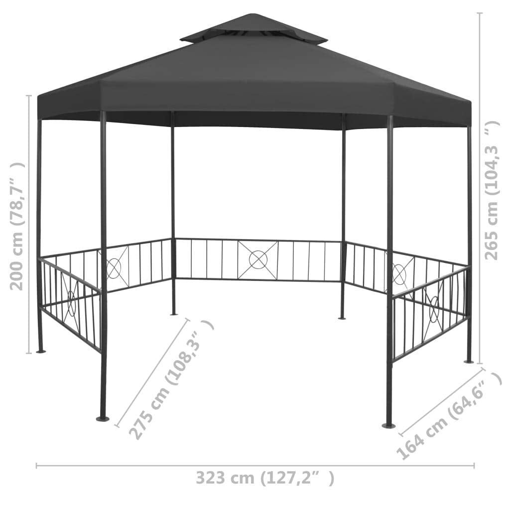 Gazebo Tent 10.6'x9'x8.7' Anthracite U616