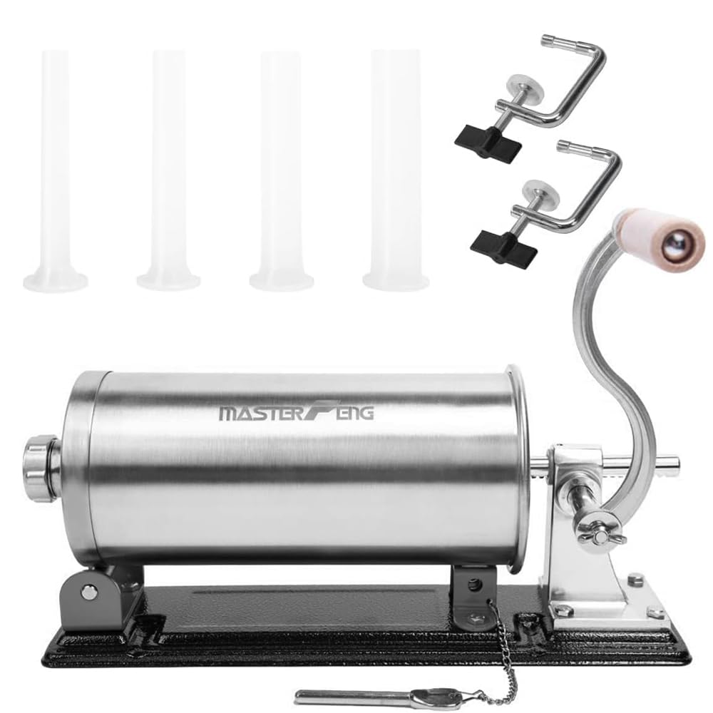 6 LBS Stainless Steel Sausage Stuffer with 4 Funnels J76116