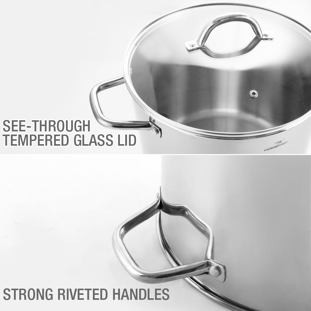 24 Quart Stainless Steel Stockpot with Lid J664