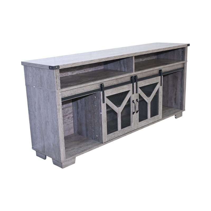65" Engineered Wood Media Storage Cabinet with Sliding Barn Doors Y766479