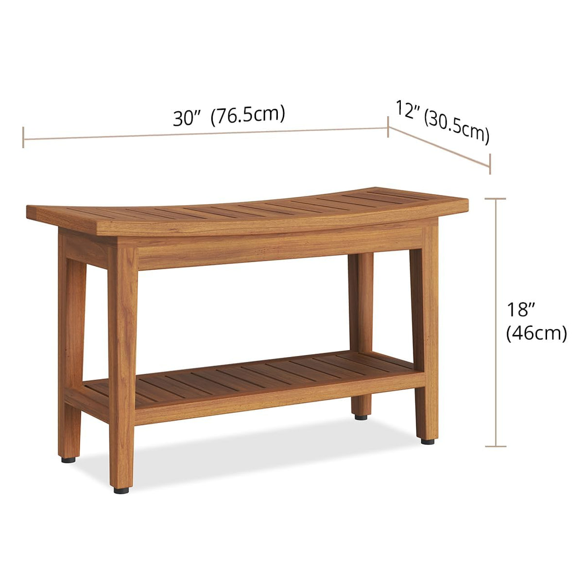 30" Teak Shower Bench with Shelf B69743