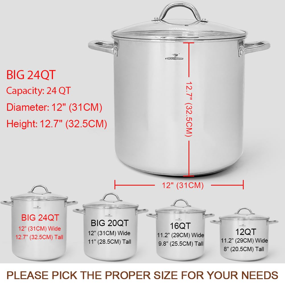 24 Quart Stainless Steel Stockpot with Lid J664