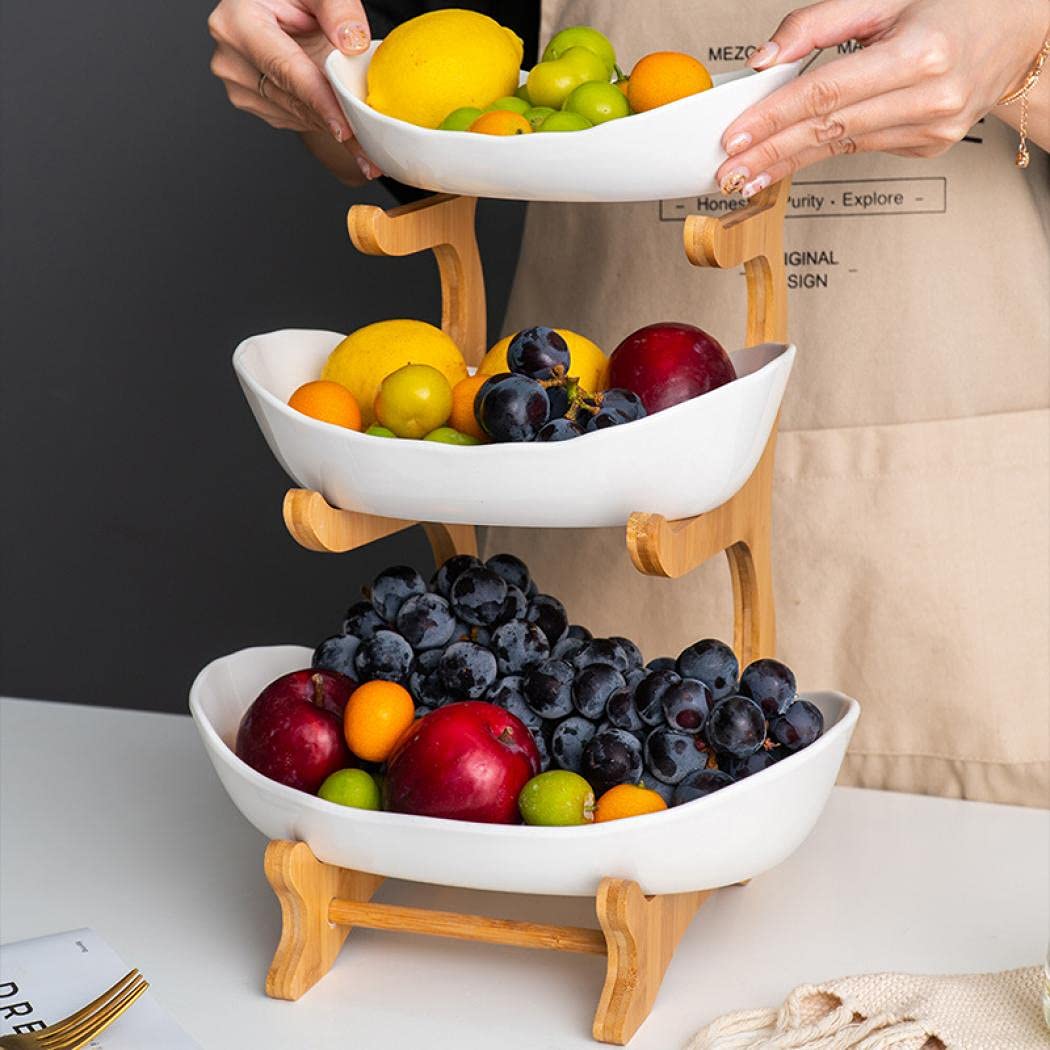 3 Tier Ceramic Fruit Basket with Holder G1858