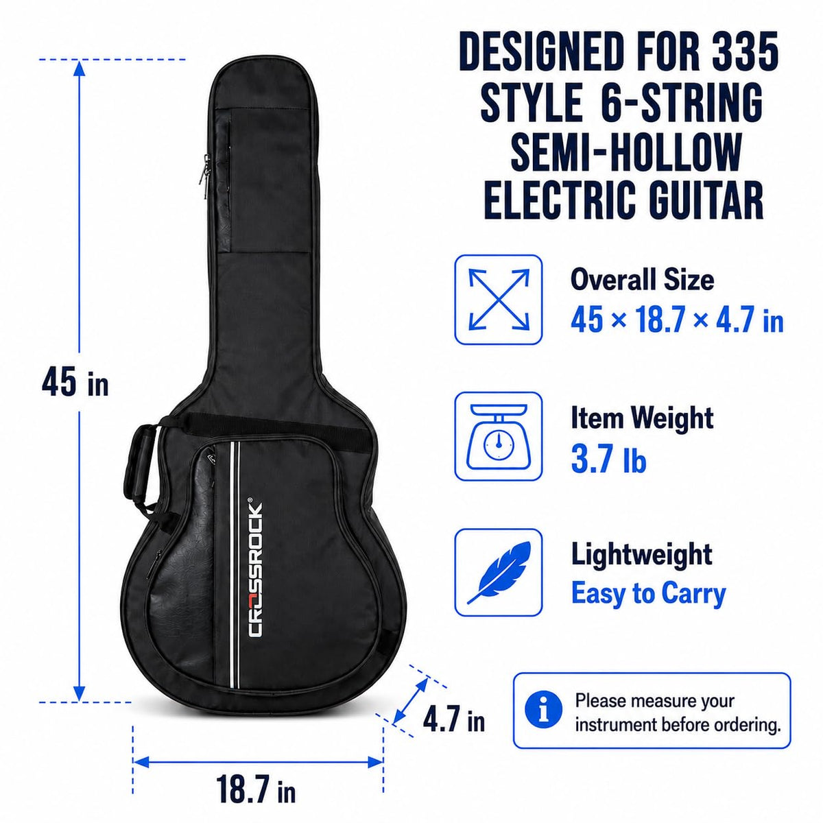 6-String Semi-Hollow Electric Guitar Gig Bag O840582