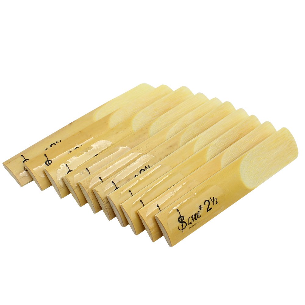 10 Pack Eb Alto Saxophone Reeds 2.5 Strength Bamboo Woodwind Reeds with Storage Case K3598