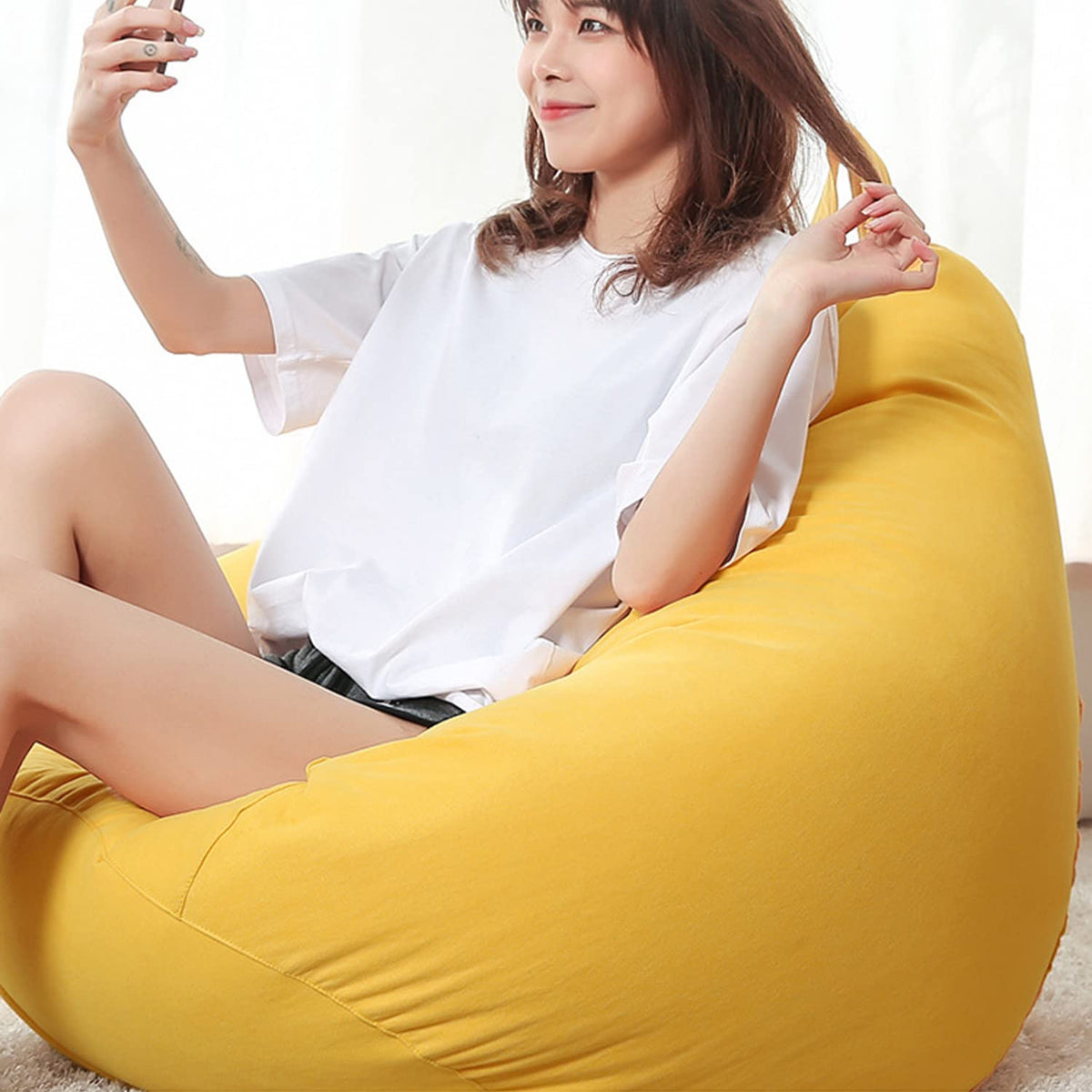 Yellow Washable Bean Bag Chair Cover T812086