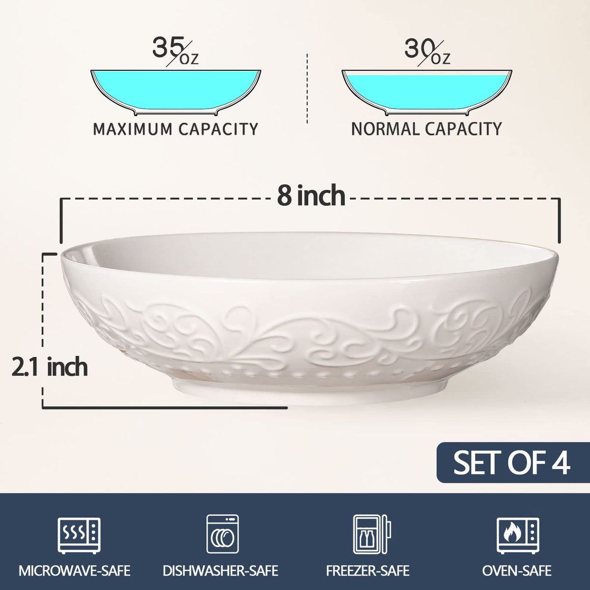 42oz Ceramic Ramen Bowl Set of 4 U167110