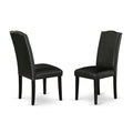 Black Faux Leather Padded Dining Chairs Set of 2 N7954