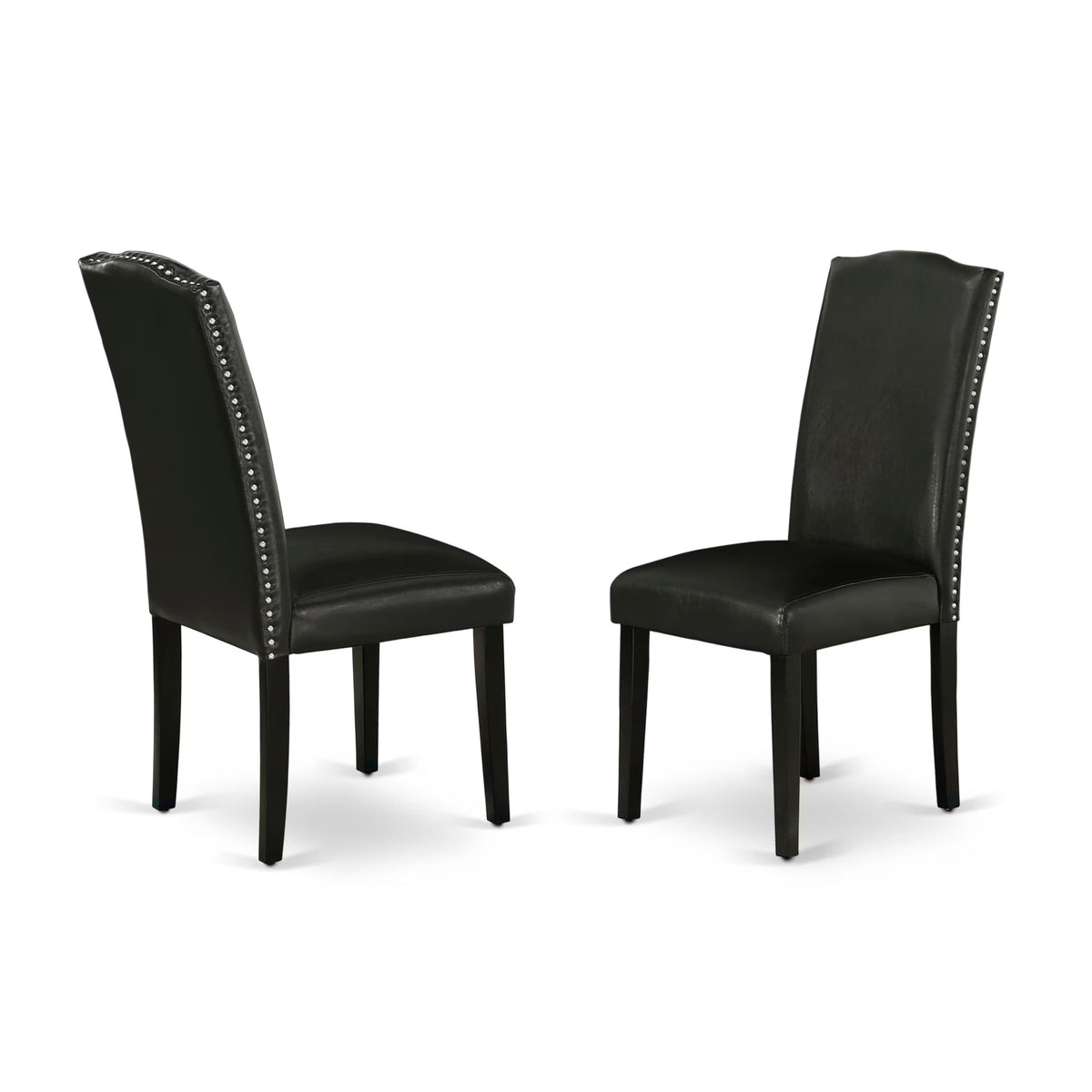 Black Faux Leather Padded Dining Chairs Set of 2 N7954