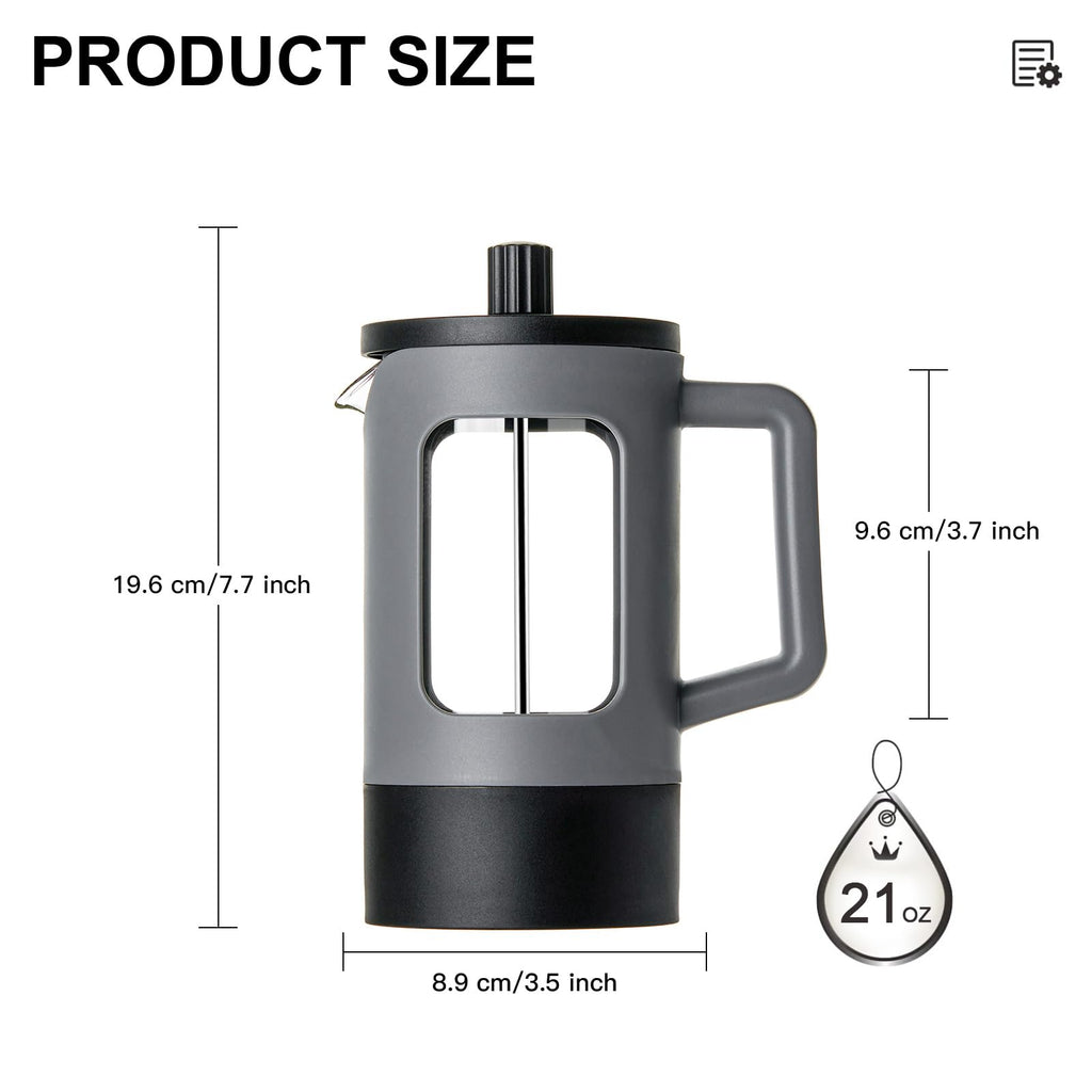 21 oz Heat-resistant Borosilicate Glass French Press Coffee Maker D206