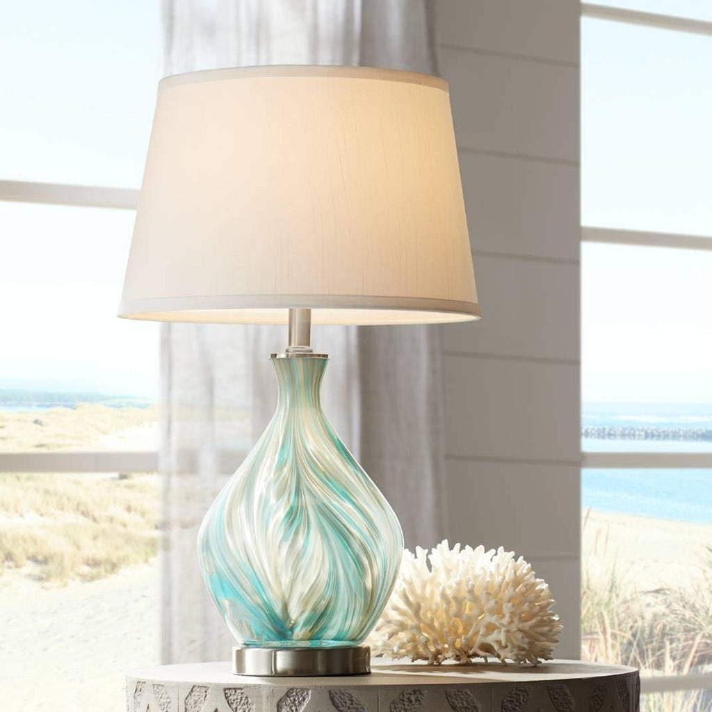 22" High Blue Gray Art Glass Table Lamp K8531