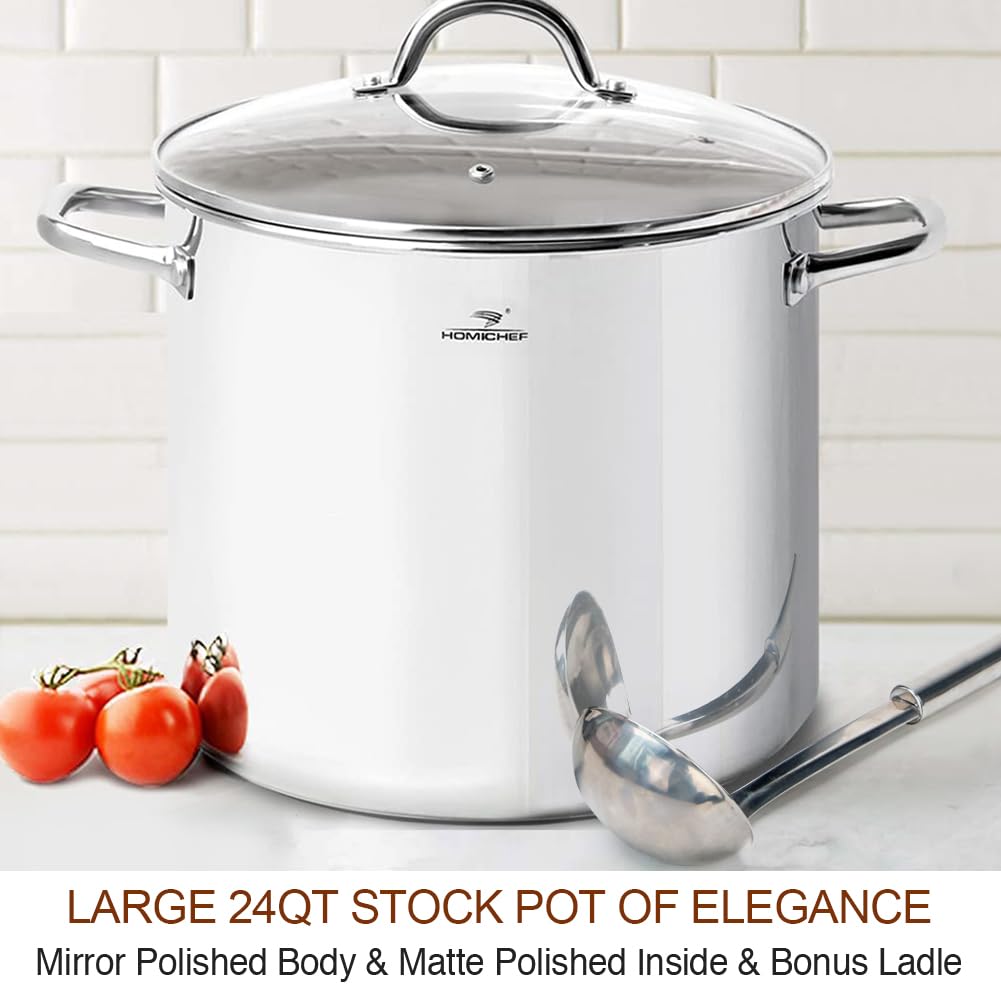 24 Quart Stainless Steel Stockpot with Lid J664