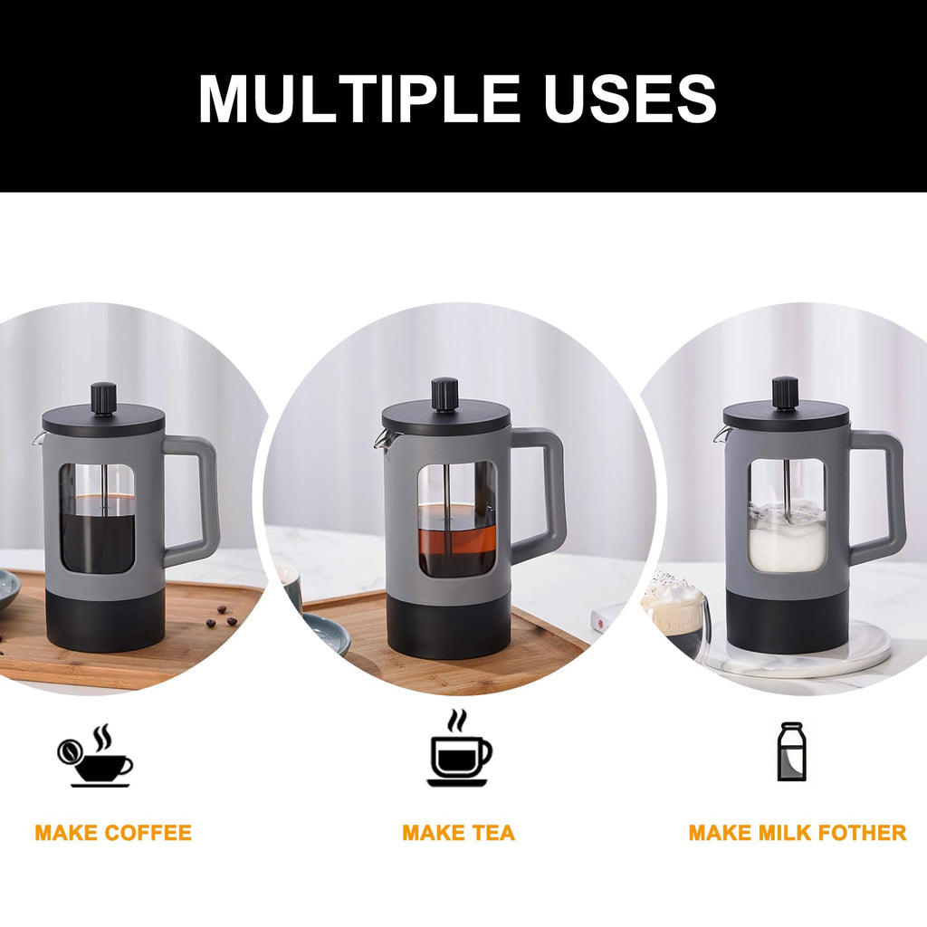 21 oz Heat-resistant Borosilicate Glass French Press Coffee Maker D206