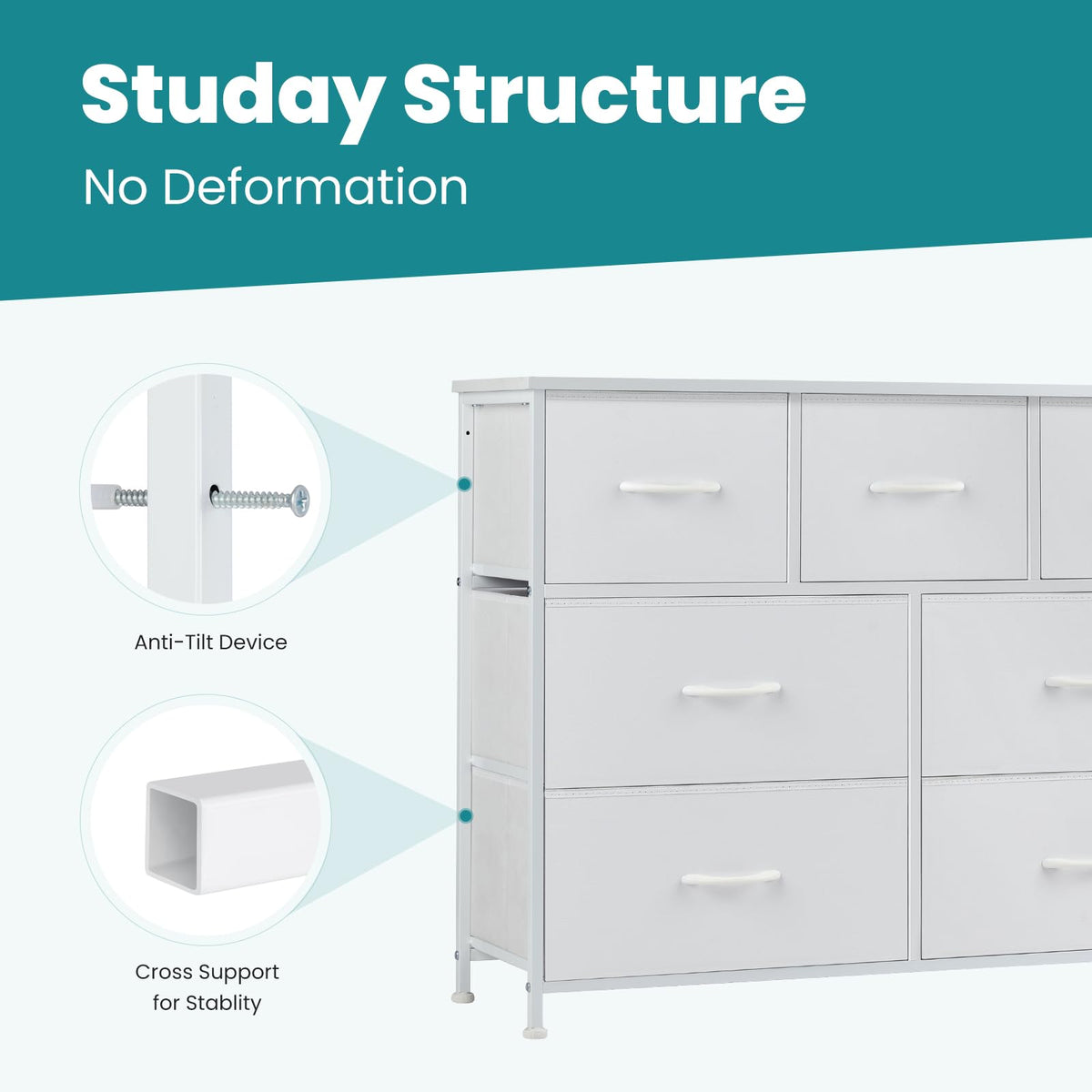 7 Drawer Fabric Dresser L1606