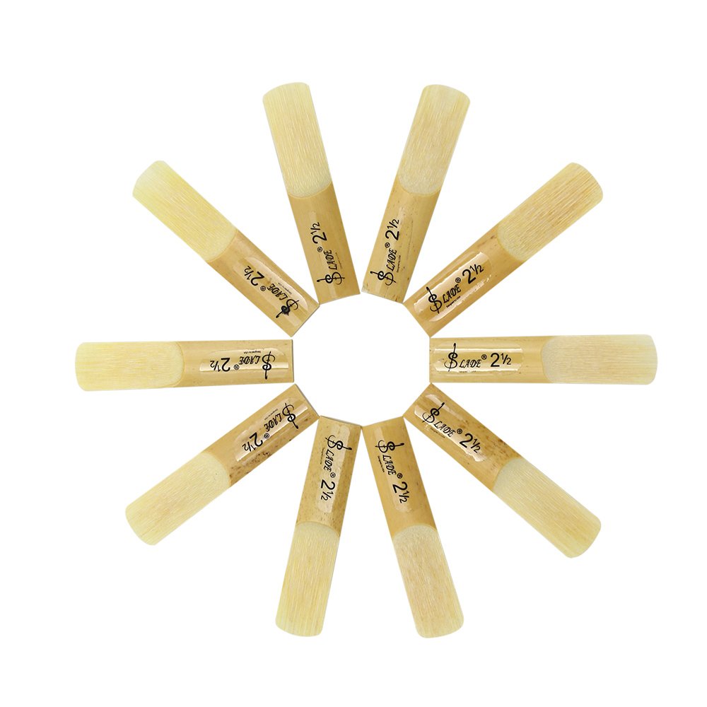 10 Pack Eb Alto Saxophone Reeds 2.5 Strength Bamboo Woodwind Reeds with Storage Case K3598
