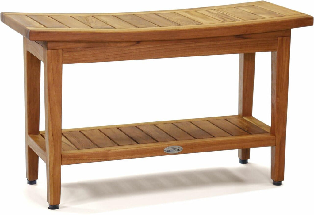 30" Teak Shower Bench with Shelf B69743