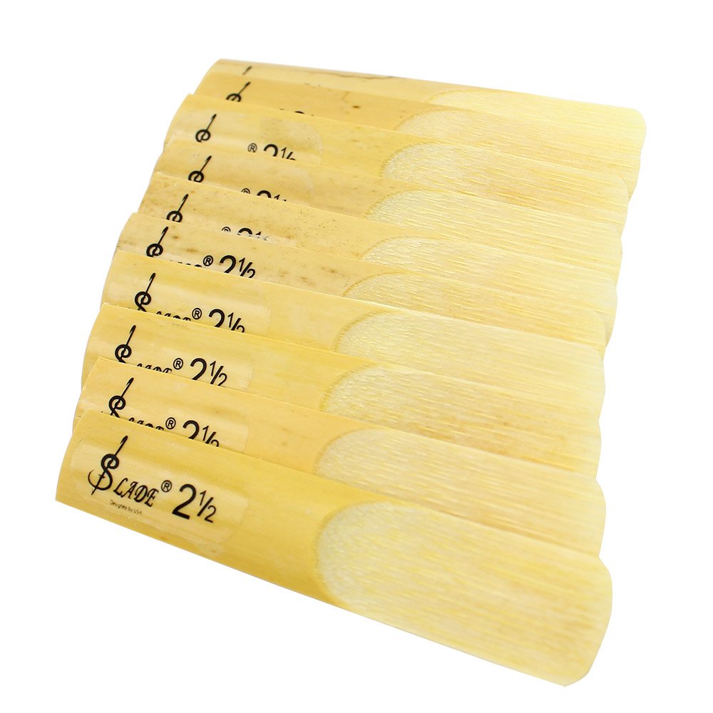 10 Pack Eb Alto Saxophone Reeds 2.5 Strength Bamboo Woodwind Reeds with Storage Case K3598