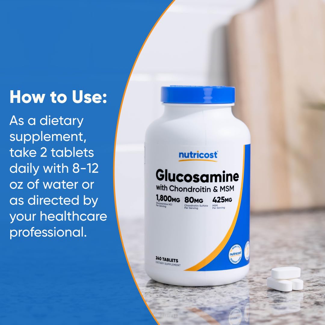 Glucosamine 1800mg with Chondroitin & MSM, 240 Tablets H189