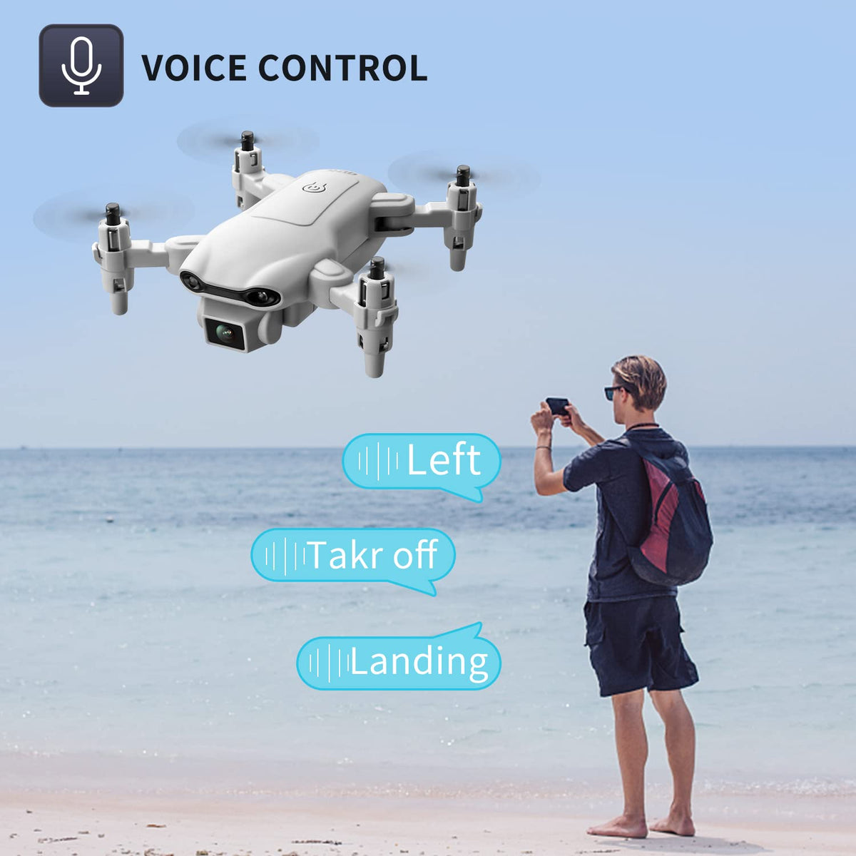 Mini Drone with 1080P HD Camera, 3 Batteries, Gray W600278