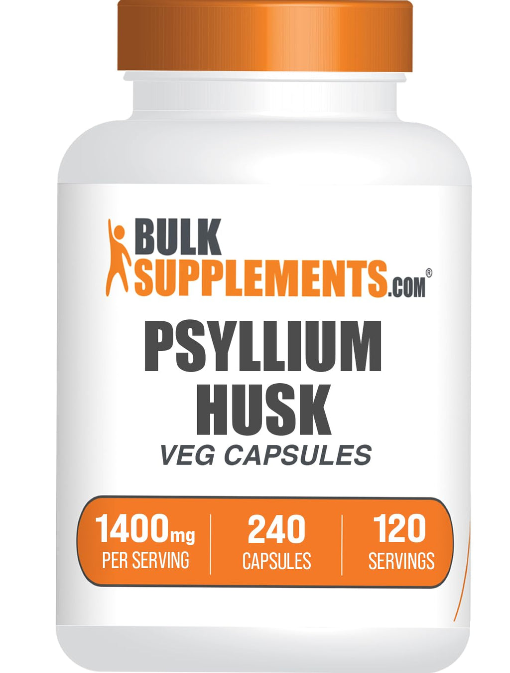 Psyllium Husk Fiber Capsules Vegan Gluten Free 240 Veg Capsules U723