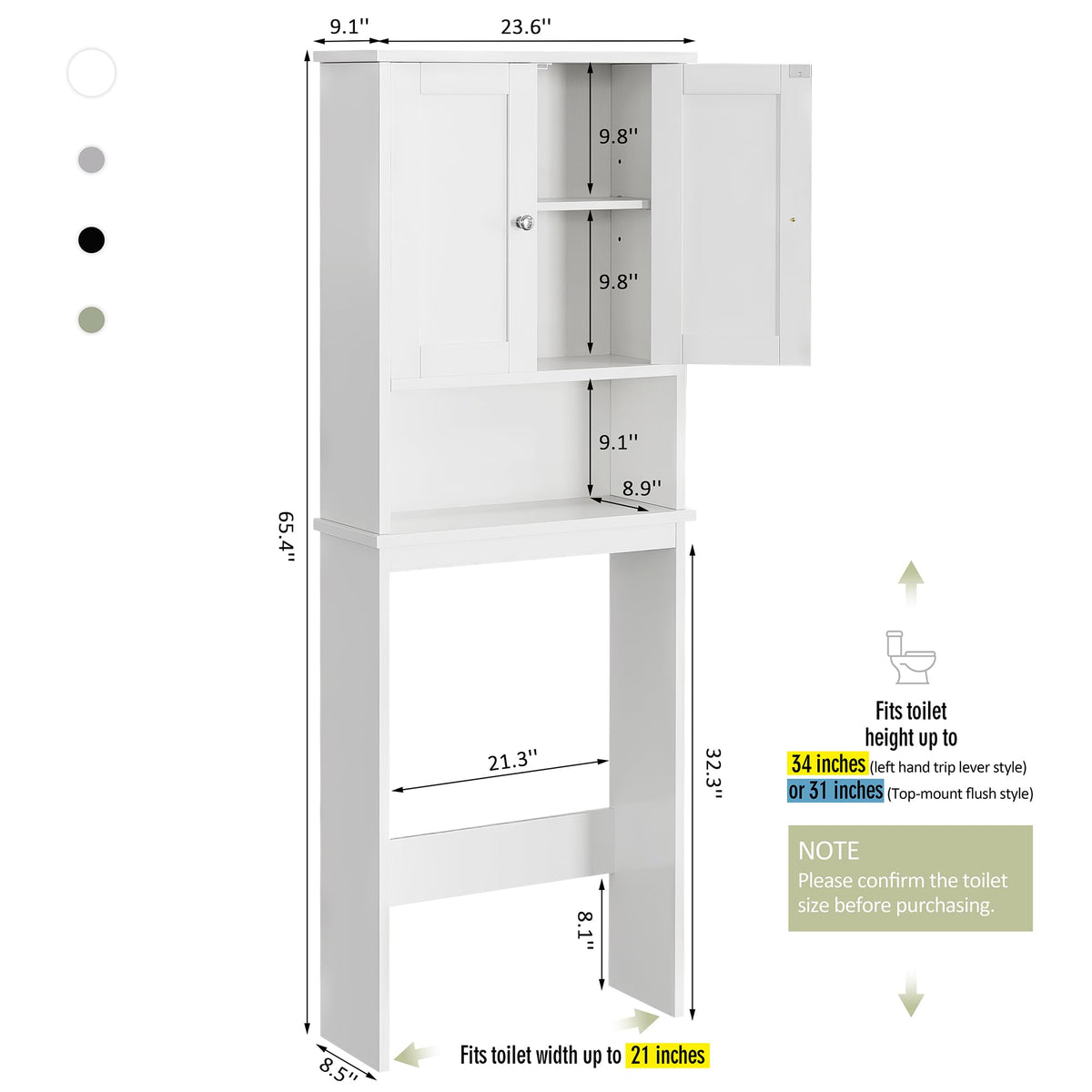 Over the Toilet Storage Cabinet, White U6988