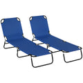 Blue 2 Pieces Folding Chaise Lounge Chair with 5-Level Back M3305