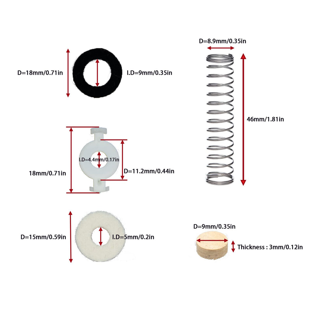 Trumpet Valve Repair Kit with Springs Felts and Cork Pads M443