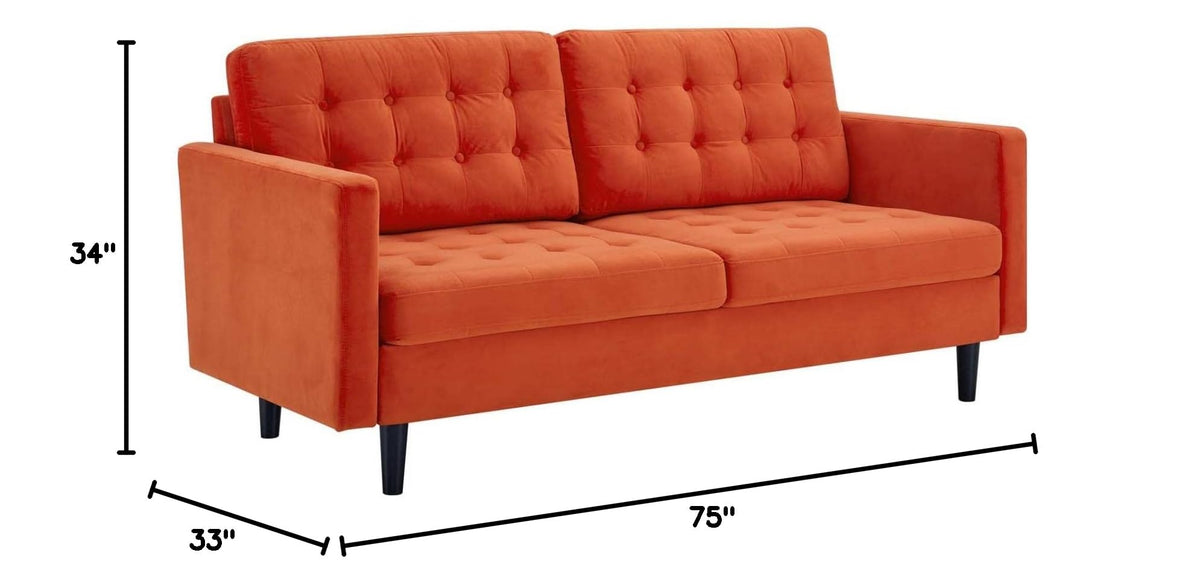 Orange Tufted Performance Velvet Sofa S3117