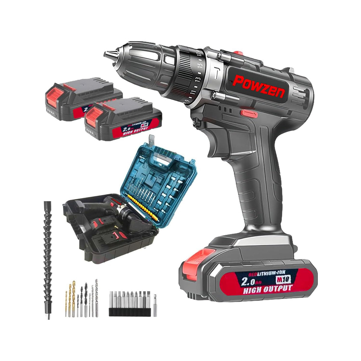 21V Brushless Cordless Power Drill with 2 Battery and Charger U34397