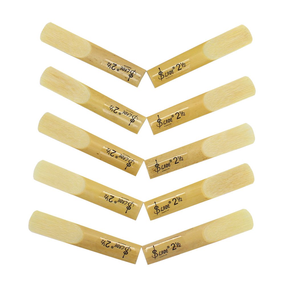 10 Pack Eb Alto Saxophone Reeds 2.5 Strength Bamboo Woodwind Reeds with Storage Case K3598
