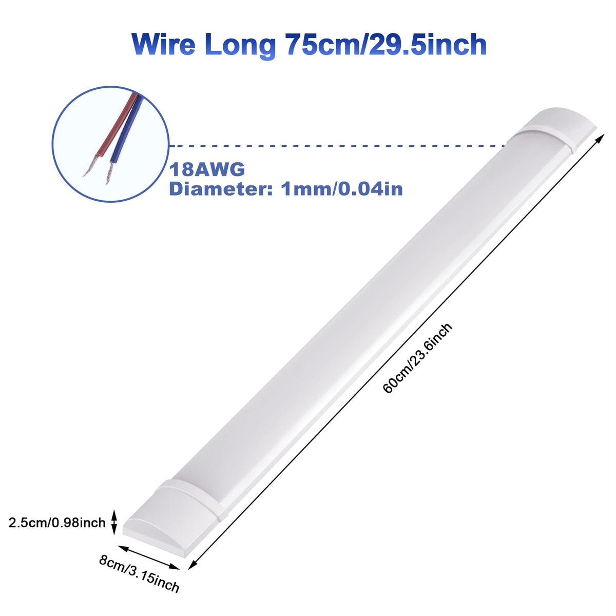 20W 2ft LED Tube Light 1500lm 3000K Neutral White Y921