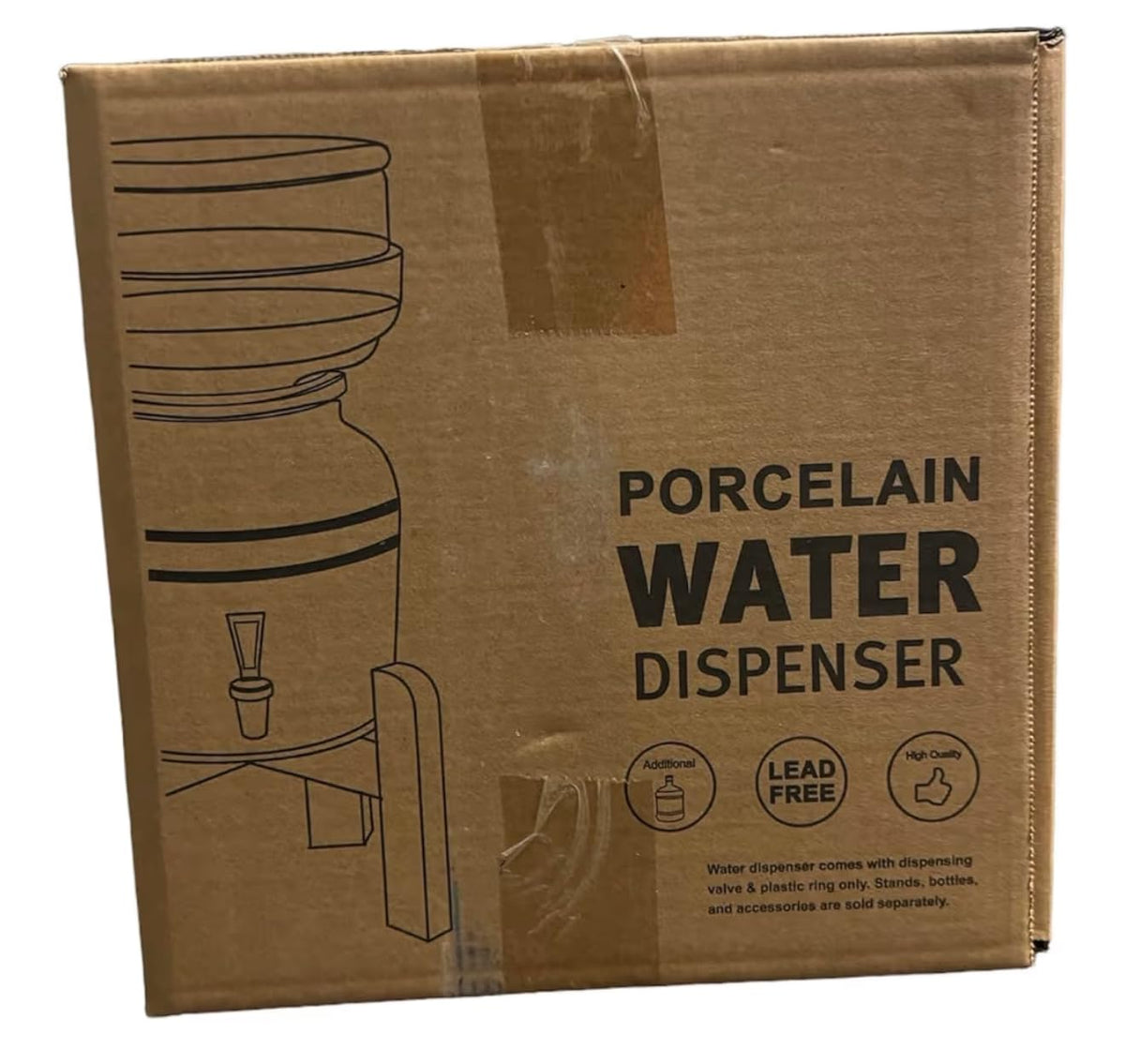 Porcelain Ceramic Water Dispenser with Faucet, Fits 3 to 5 Gallon Jugs, White Z872