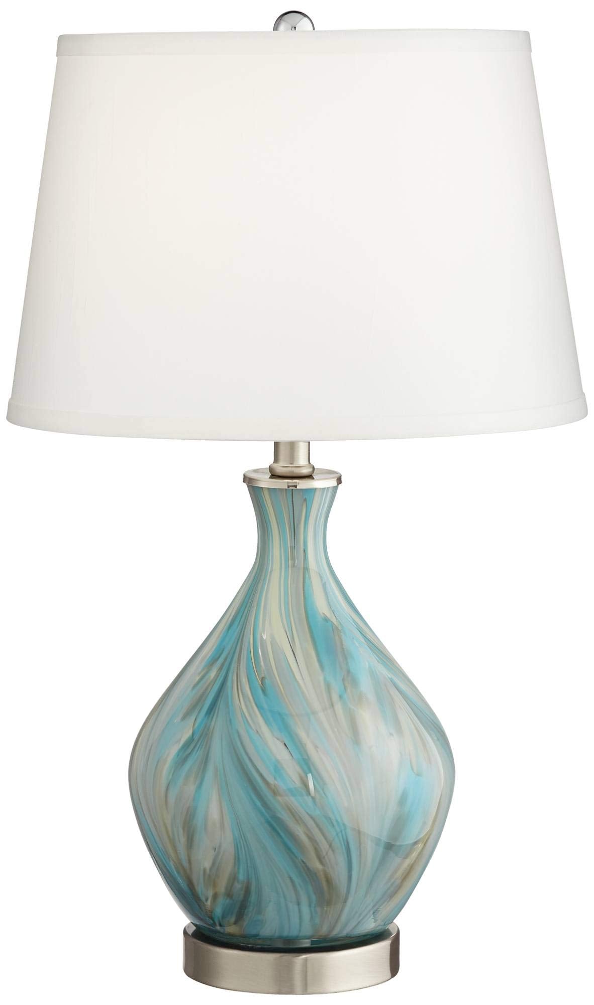 22" High Blue Gray Art Glass Table Lamp K8531
