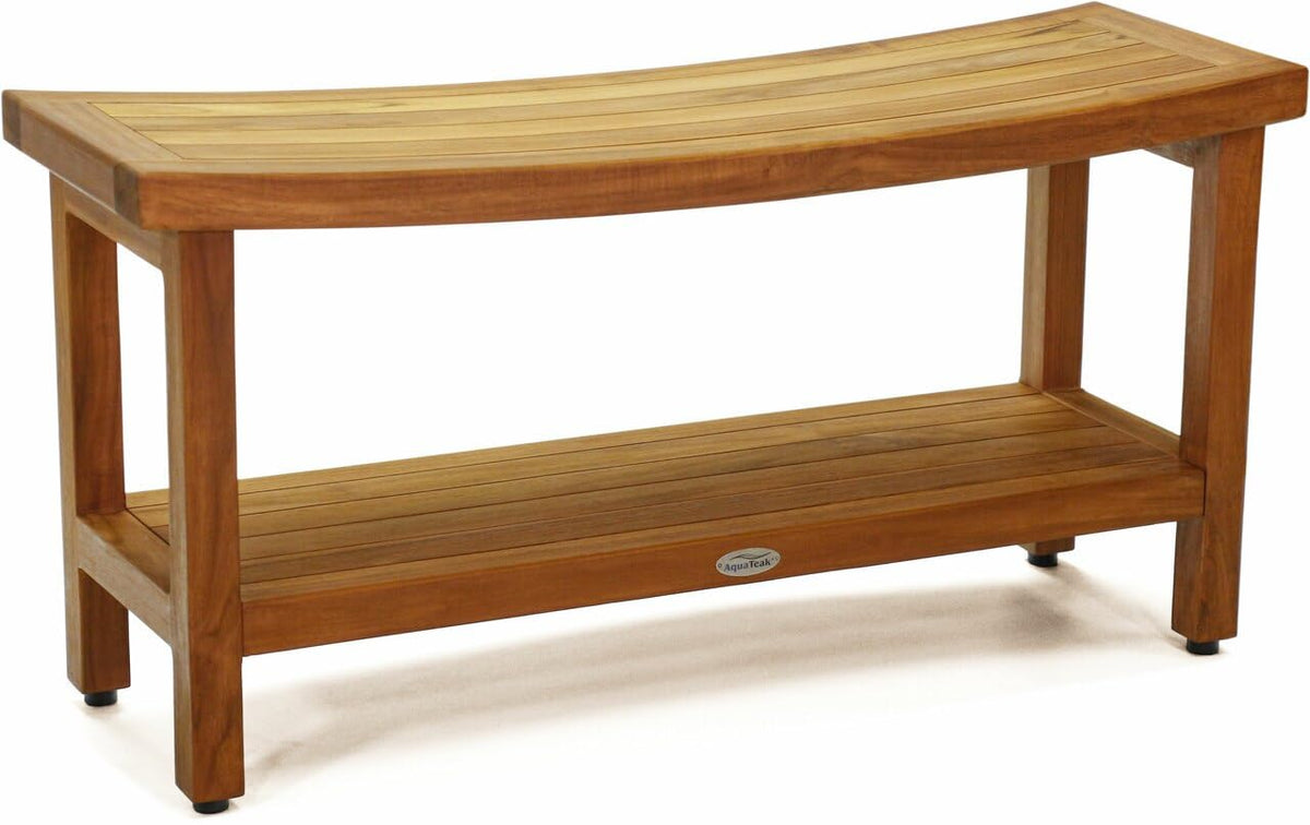 36" Teak Shower Bench with Shelf T70264