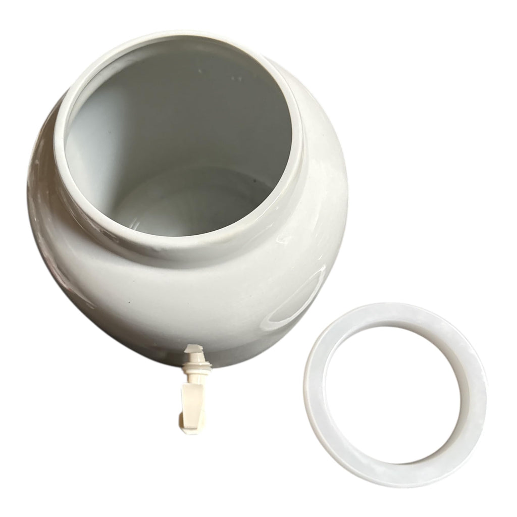 Porcelain Ceramic Water Dispenser with Faucet, Fits 3 to 5 Gallon Jugs, White Z872