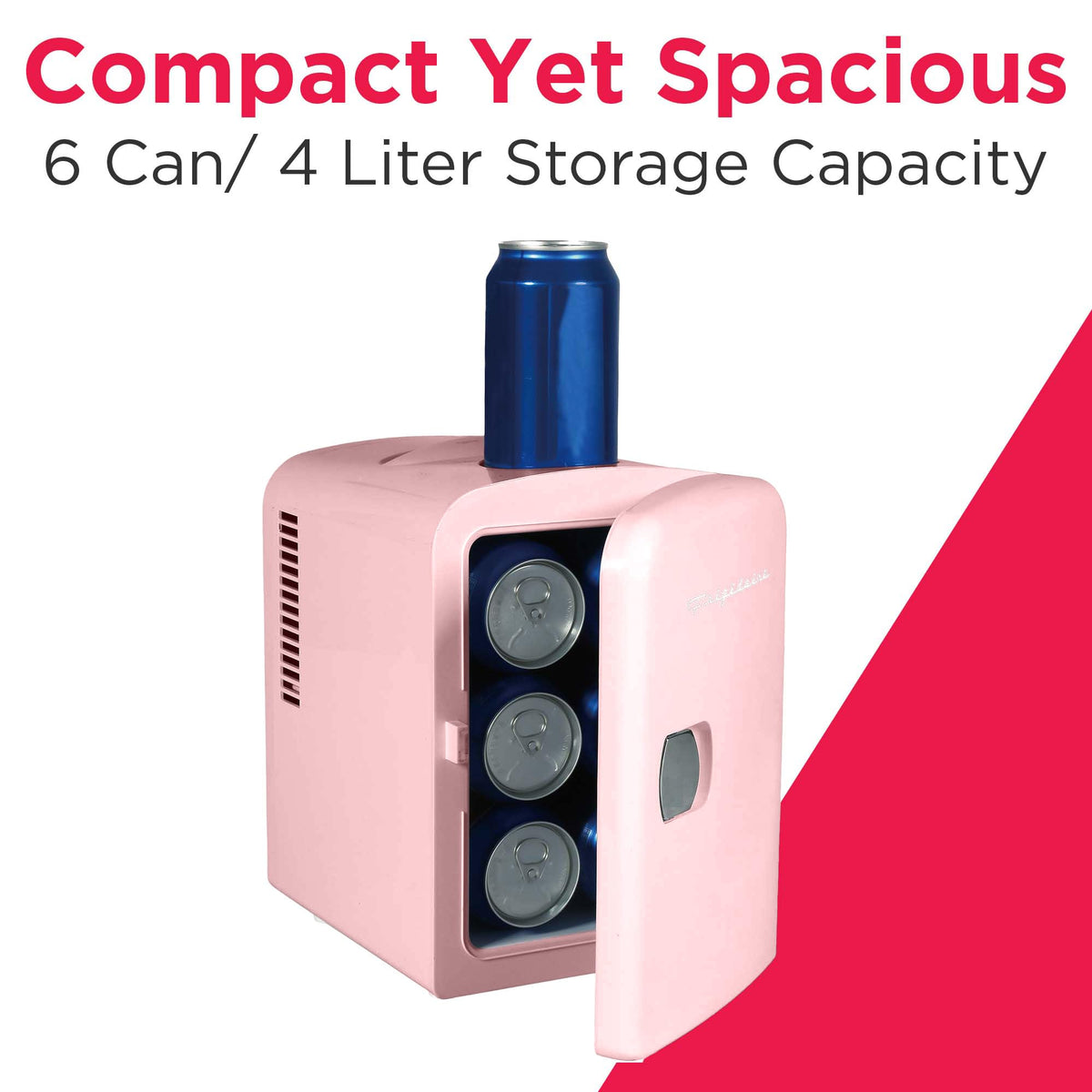 Mini Portable Compact Personal Fridge, 4 Liter Capacity, Pink H939326