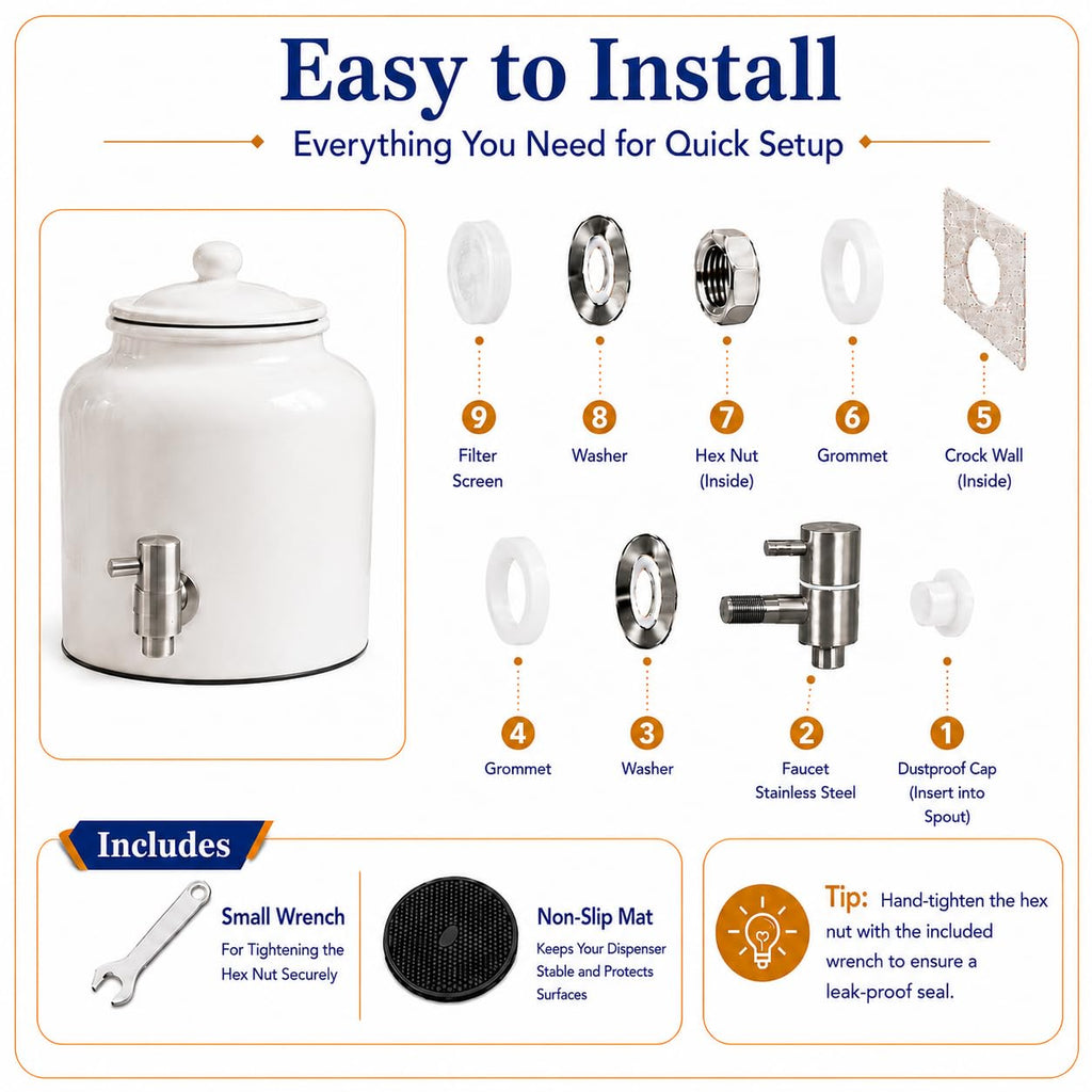 Ceramic Crock Water Dispenser with Stainless Faucet U906