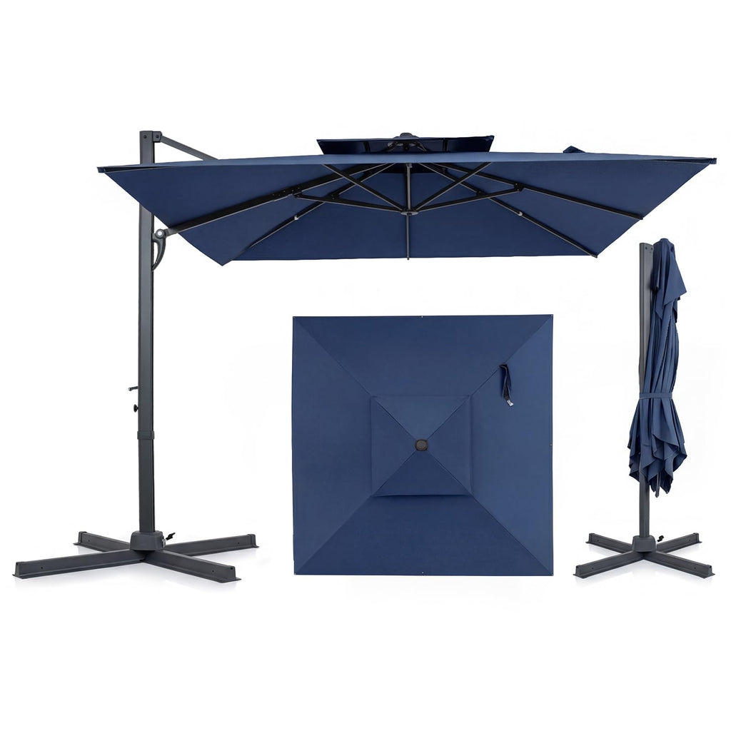 10 FT Navy Blue Cantilever Patio Umbrella X849882