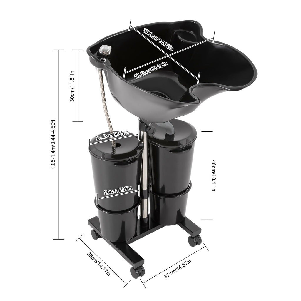 Portable Height-Adjustable Shampoo Basin with 2 Water Buckets G328