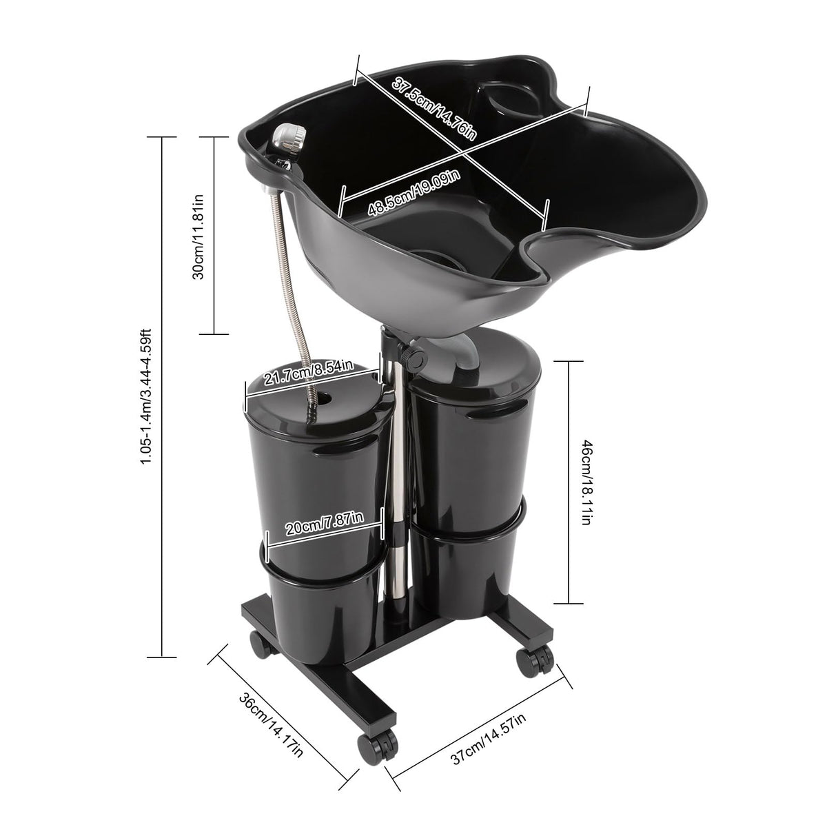 Portable Height-Adjustable Shampoo Basin with 2 Water Buckets G328