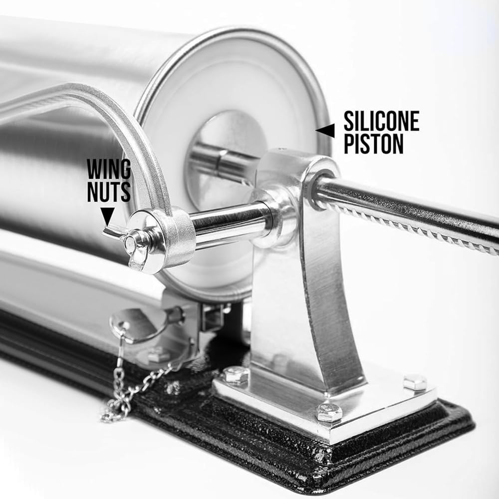 6 LBS Stainless Steel Sausage Stuffer with 4 Funnels J76116
